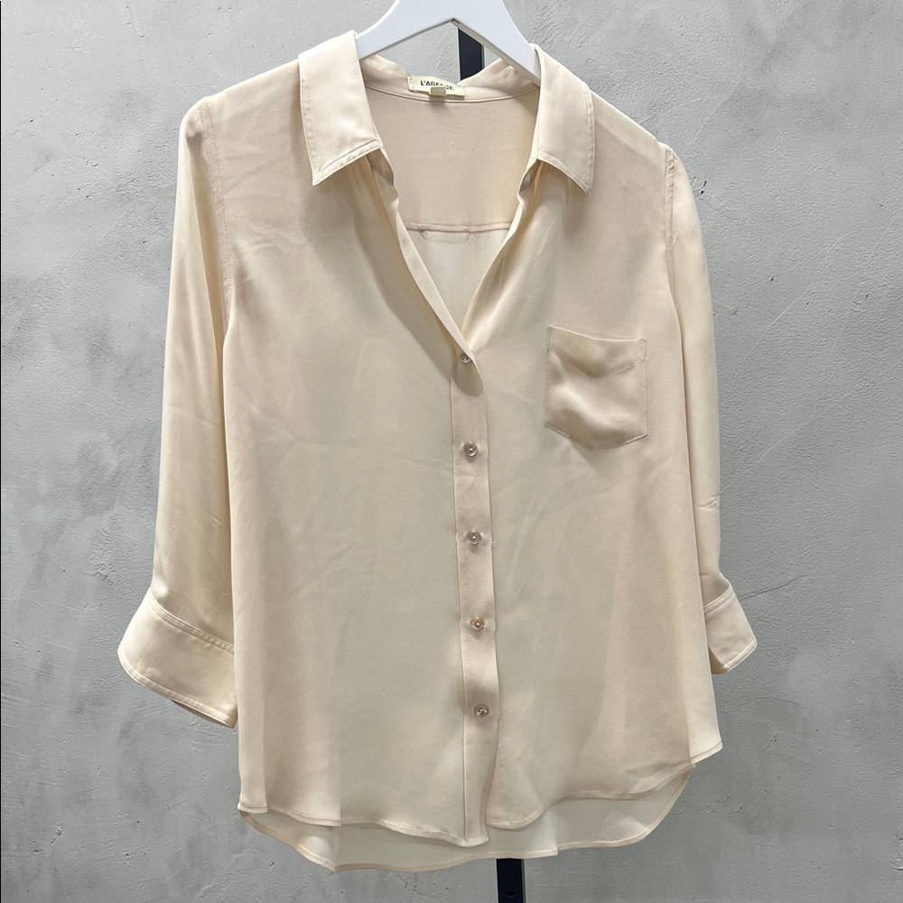 L'AGENCE Soft Cream Button Down Blouse
